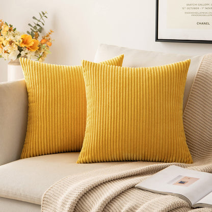 MIULEE Fall Decorative Corduroy Throw Pillow Covers Set of 2 18x18 Orange