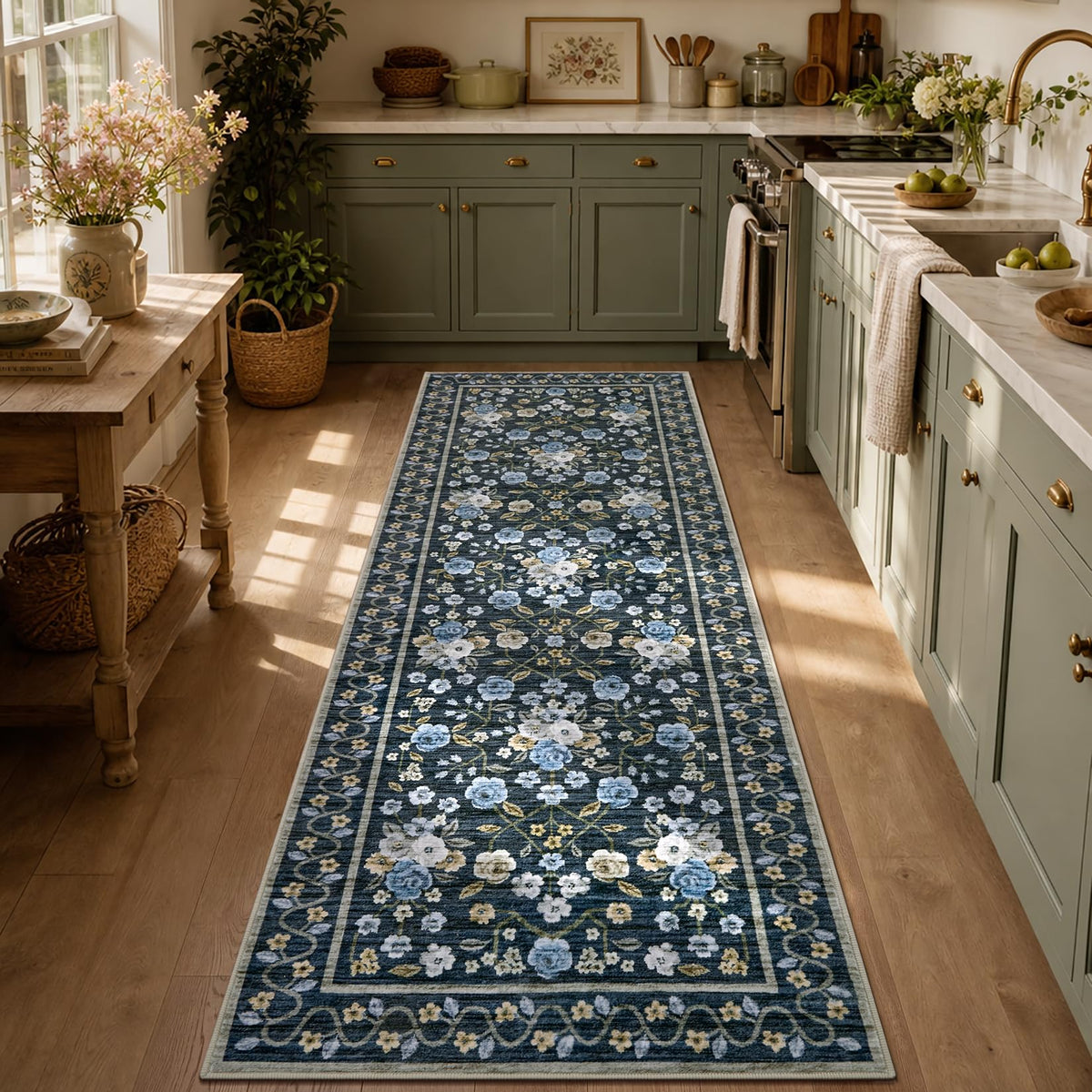 Garvee Beige Floral 5x7 Area Rug for Bedroom Living Room