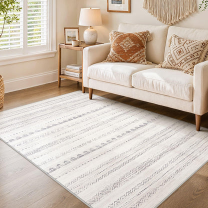 Nakagishi Boho 5x7 Area Rug Living Room Rugs Machine Washable Beige/Brown