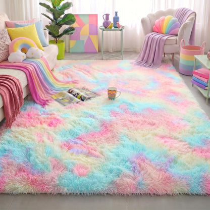 Amdrebio Grass Green Fluffy Area Rug 4x6 for Bedroom Classroom Living Room