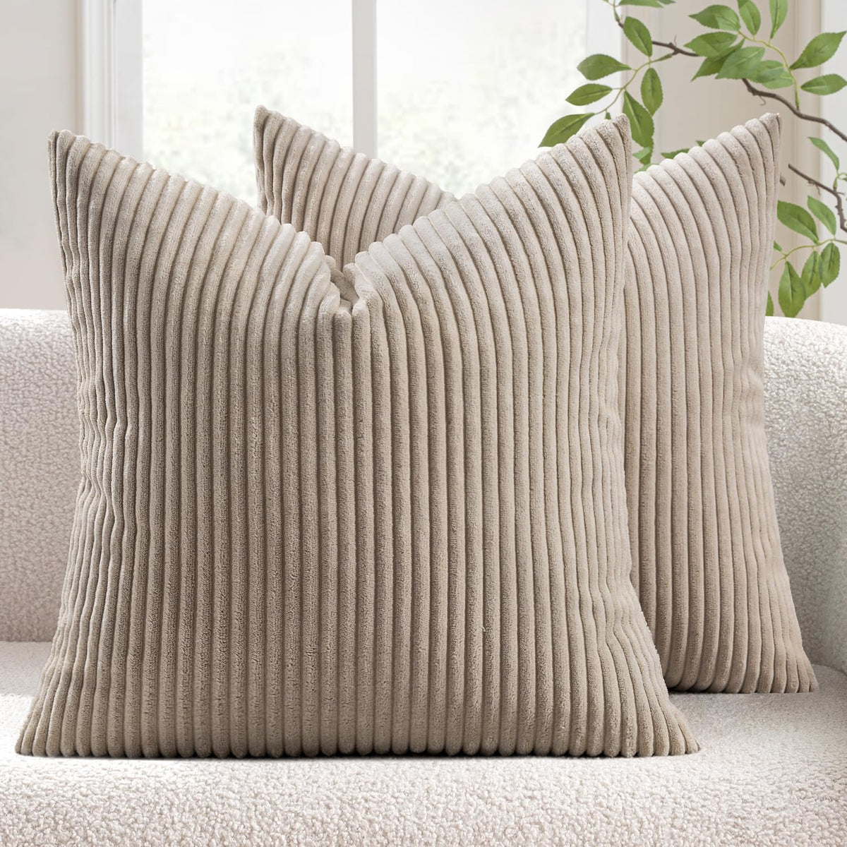 MIULEE Fall Decorative Corduroy Throw Pillow Covers Set of 2 18x18 Orange