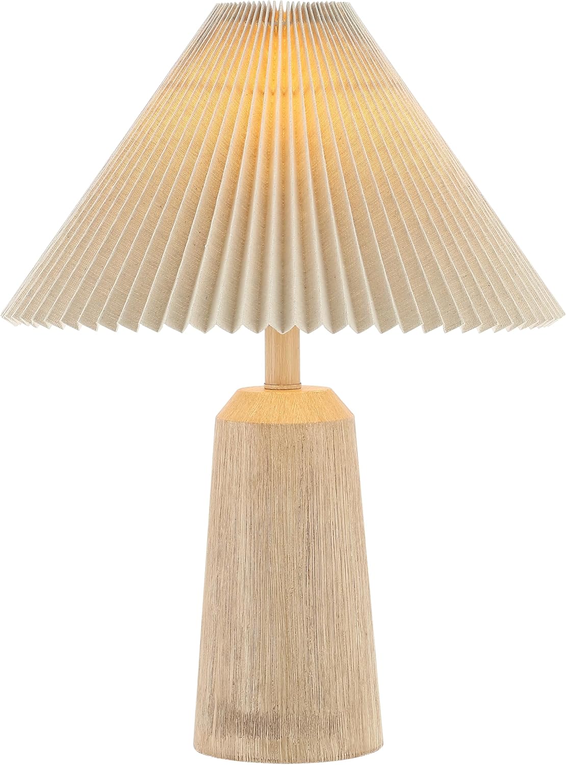 JONATHAN Y Arvid Table Lamp 20.5" Resin Metal Bedside, Beige Wood Finish