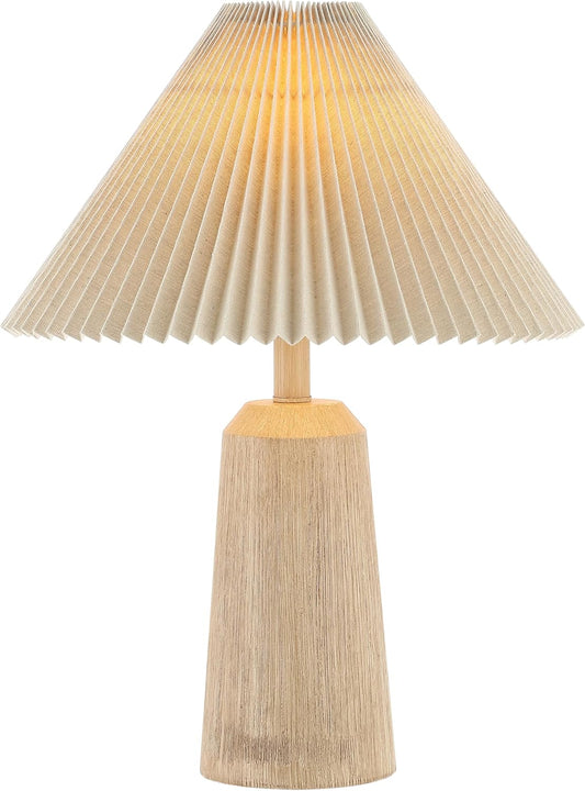 JONATHAN Y Arvid Table Lamp 20.5" Resin Metal Bedside, Beige Wood Finish