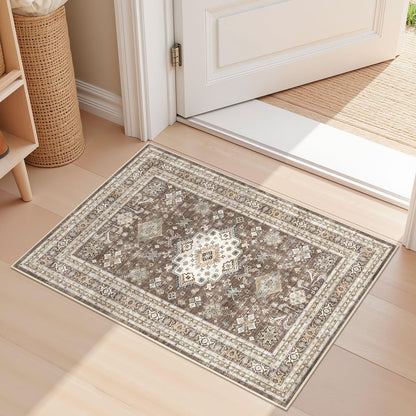 cotiled 5x7 Area Rug for Living Room, Washable, Traditional, Beige