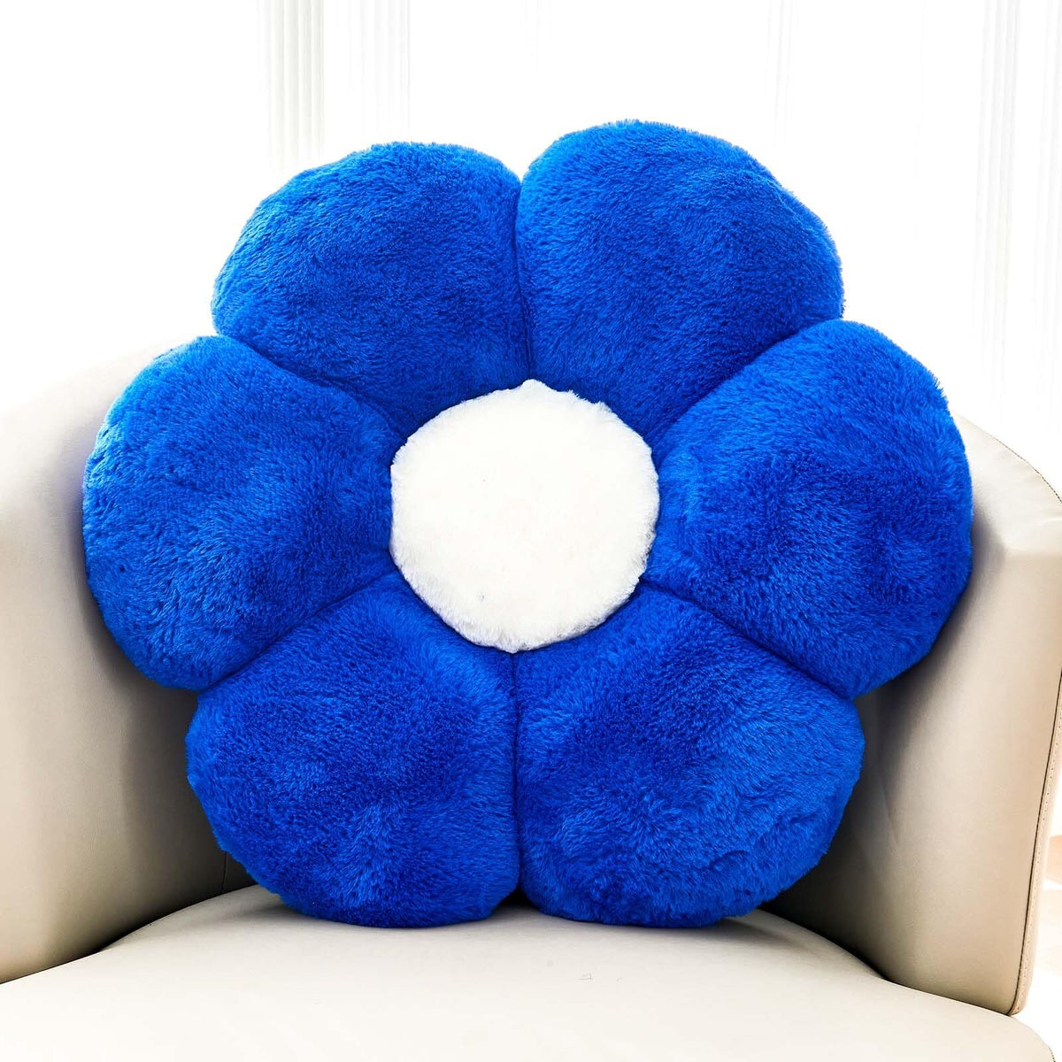 Kcvvcr Pink Flower Pillow, Cute Decorative Flower Shaped Throw Pillow with Faux Rabbit Fur, 14.9" Soft Flower Plush Throw Pillow Floor Pillows Room Décor for Bedroom Living Room