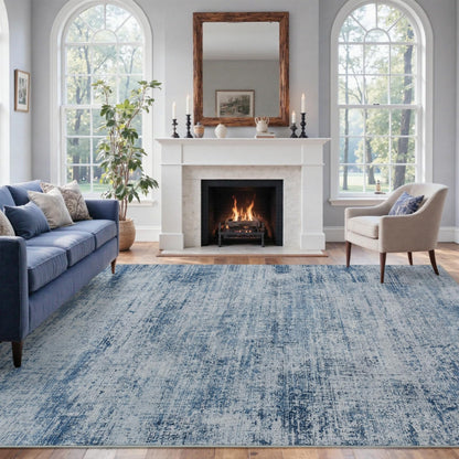 6x9 Ft Abstract Washable Area Rugs for Living Room Blue
