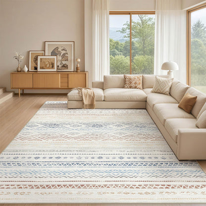 Tortania Area Rug Living Room Rugs - 5x7 Washable Large Soft Neutral Boho Moroccan Bohemian Farmhouse Rug Indoor Floor Carpet for Bedroom Under Dining Table Home Office Decor - Cream Brown