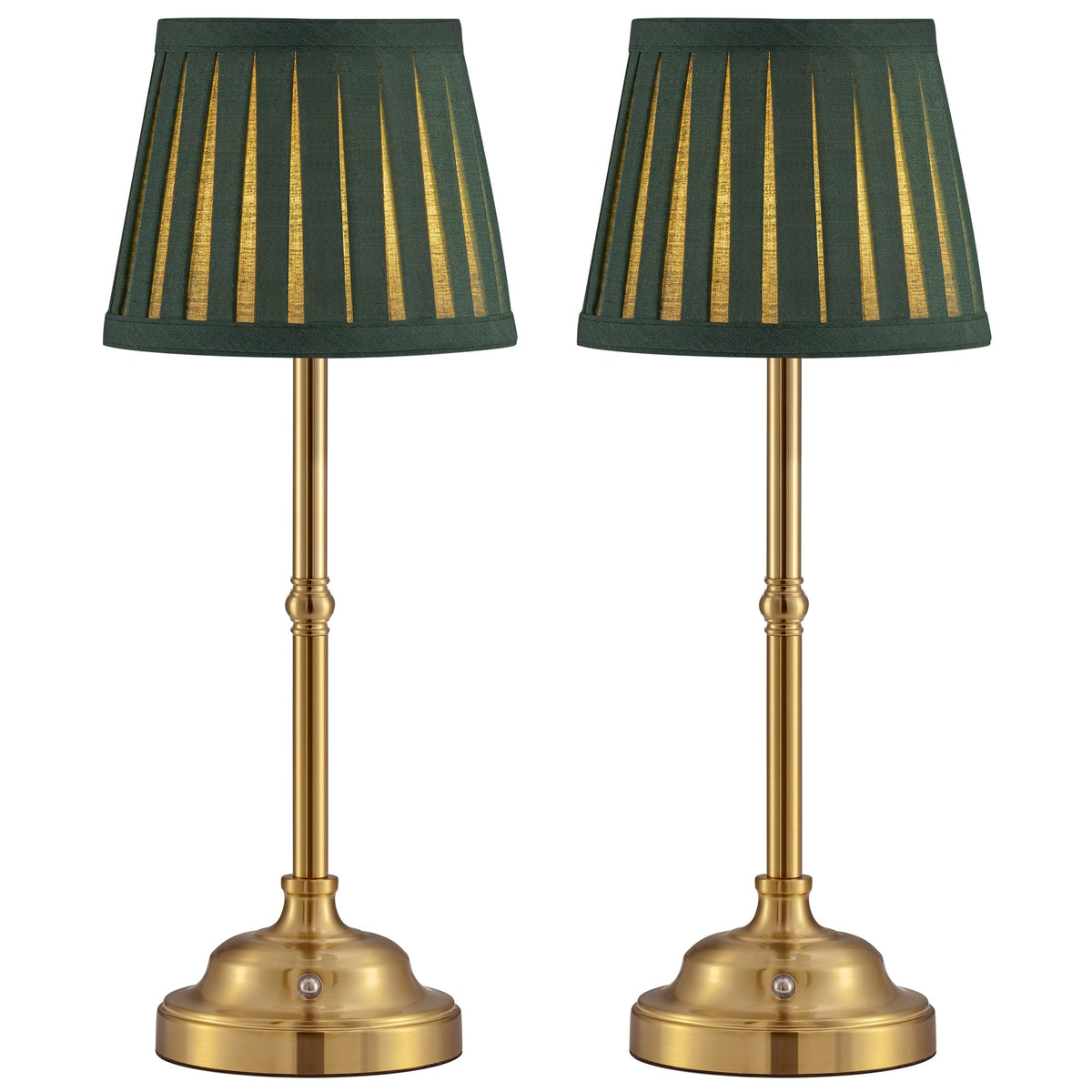 KDG Gold Cordless Portable LED Table Lamp, Beige Fabric Shade Desk Lamp