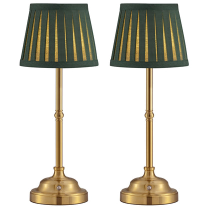 KDG Gold Cordless Portable LED Table Lamp, Beige Fabric Shade Desk Lamp