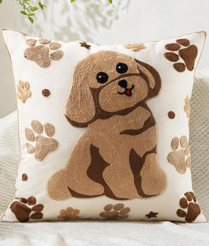 Animal Embroidered Throw Pillow Cover 18x18 Inch, Floral Birds