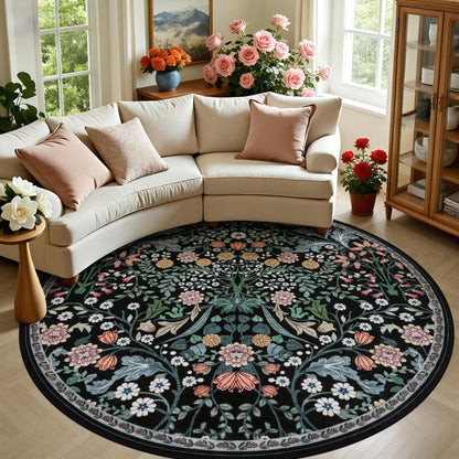 PLHXFR Area Rug Living Room: 5x7 Floral Washable Boho Carpet Dark Green