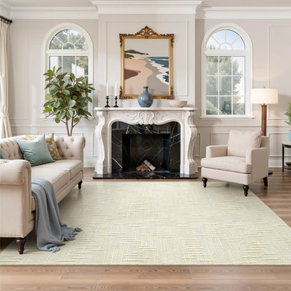 Valenrug Washable Rugs 5x7, Non Slip Large Area Rugs for Living Room, Beige
