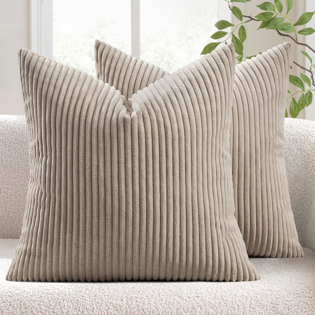 MIULEE Fall Decorative Corduroy Throw Pillow Covers Set of 2 18x18 Orange