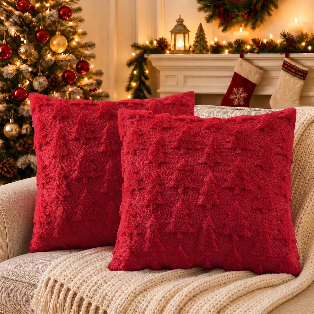 decorUhome Light Rust Pumpkin Faux Fur Throw Pillow Covers 18x18 Set of 2