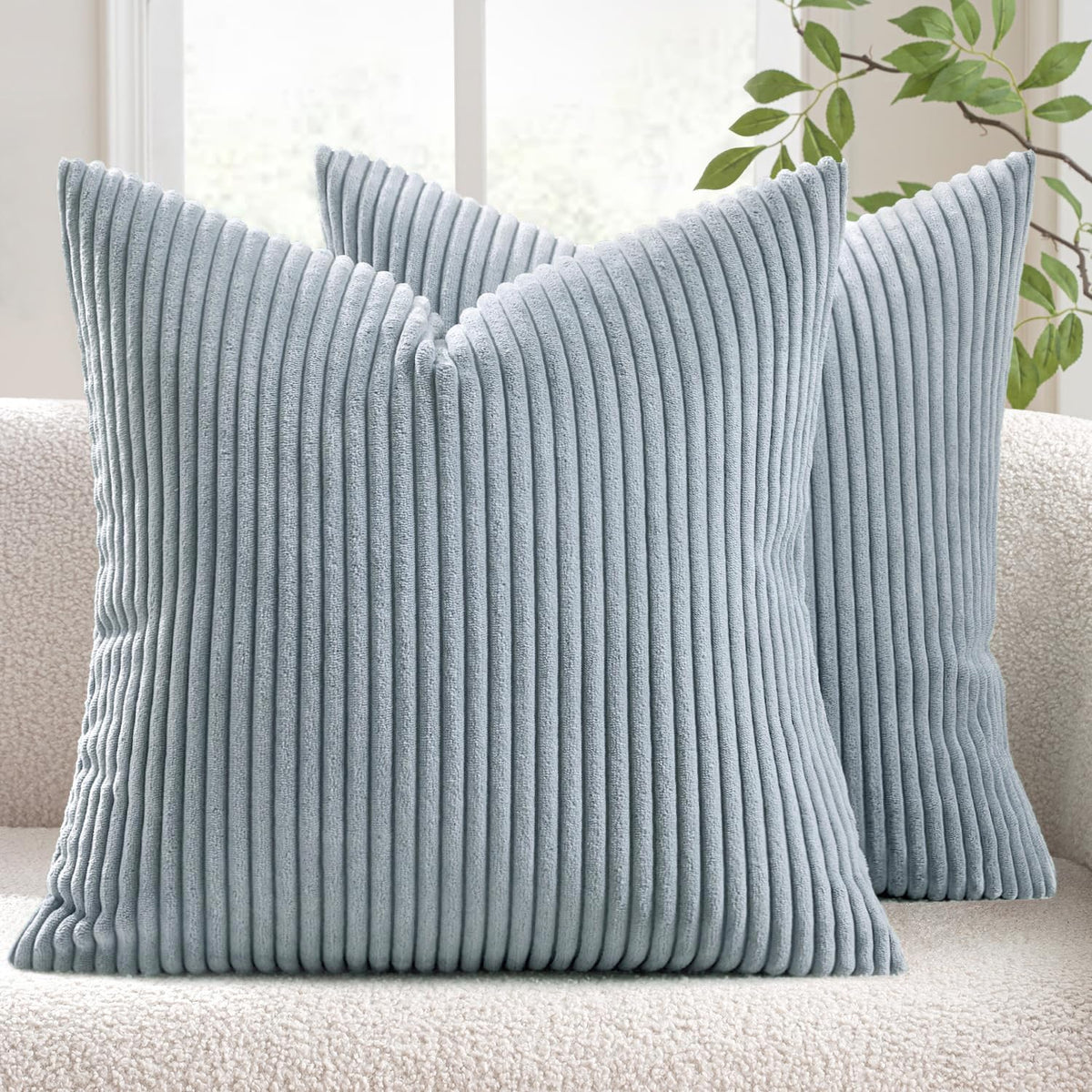MIULEE Fall Decorative Corduroy Throw Pillow Covers Set of 2 18x18 Orange