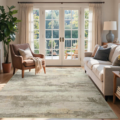 6x9 Ft Abstract Washable Area Rugs for Living Room Blue