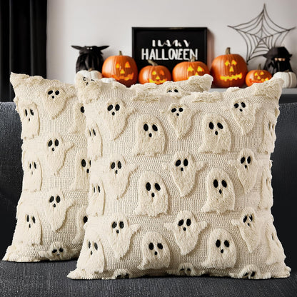 MIULEE White Halloween Pillow Covers Cute Ghost Decor Set of 2 18x18