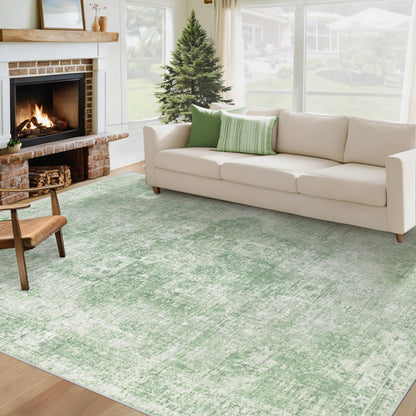Area Rug 8x10 Washable Rug, Vintage Boho Medallion Rugs Non-Slip Soft Low Pile Large Distressed Rug Indoor Retro Carpet for Living Room Bedroom Dining Room Office Children's Room(Beige, 8'x10')