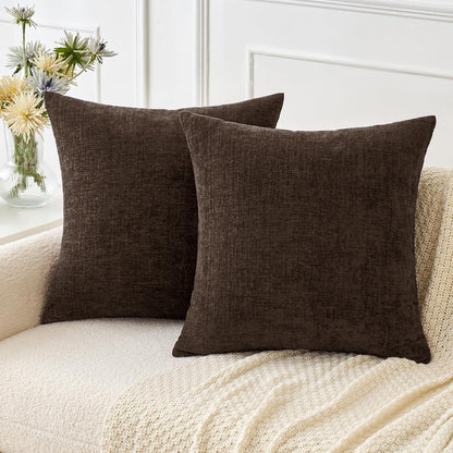 MIULEE Soft Chenille Fall Throw Pillow Covers Burnt Orange 18x18 Pack of 2