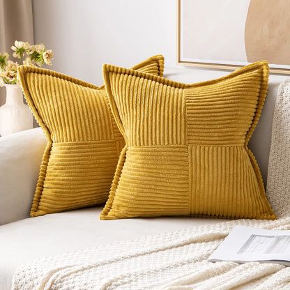 MIULEE Decorative Throw Pillow Covers for Couch 18x18 Inch Beige 2 Pack