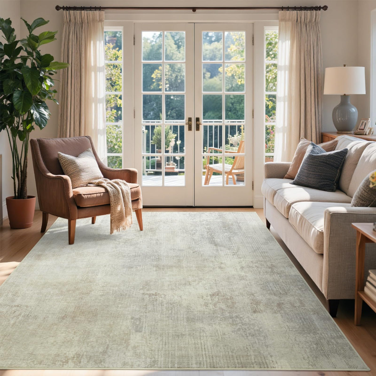 6x9 Ft Abstract Washable Area Rugs for Living Room Blue