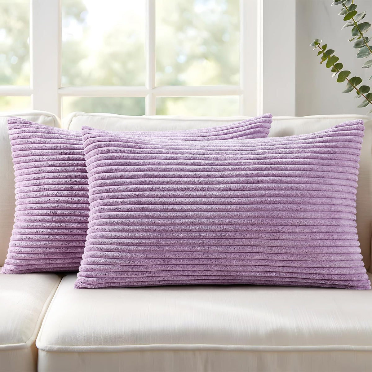 Mecatny Corduroy Fall Throw Pillow Covers 18x18 Set of 2 Olive Green