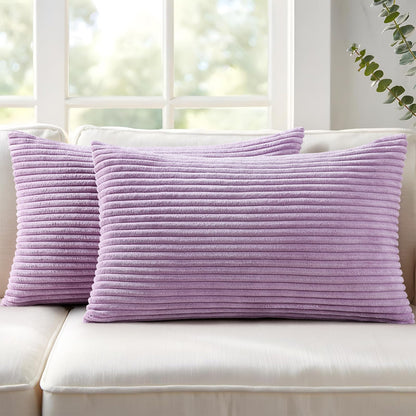 Mecatny Corduroy Fall Throw Pillow Covers 18x18 Set of 2 Olive Green