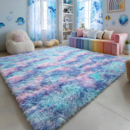 Amdrebio Grass Green Fluffy Area Rug 4x6 for Bedroom Classroom Living Room