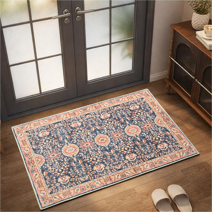 Goideal Washable Rug 4x6, Beige Area Rugs Non Slip, Indoor Low Pile Carpet with Rubber Backing for Living Room Kitchen Bathroom Entryway Office Bedroom