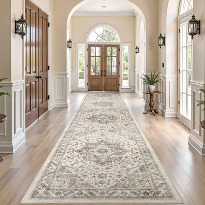 cotiled 5x7 Area Rug for Living Room, Washable, Traditional, Beige