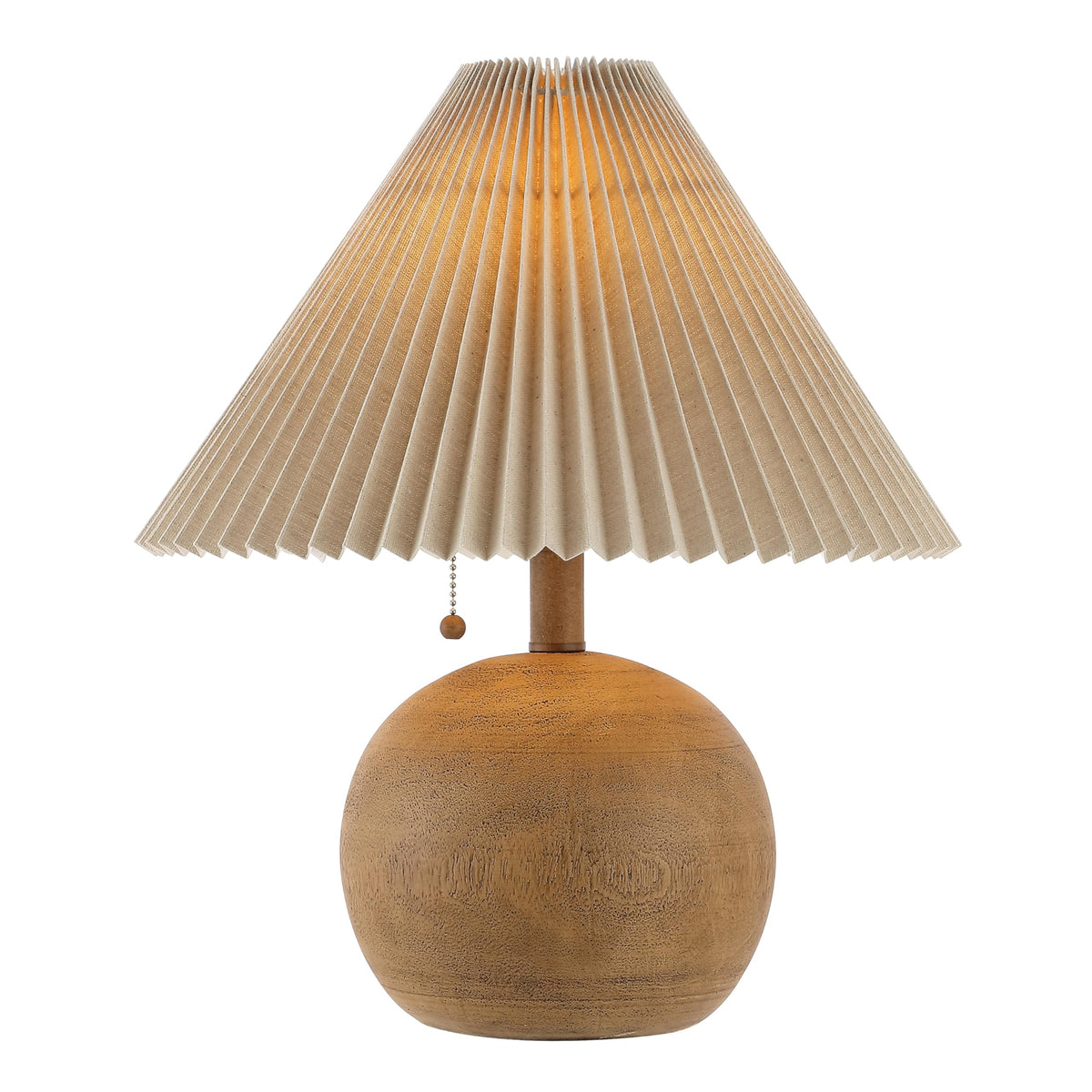 JONATHAN Y Aksel Sphere Table Lamp Coastal 17.25", Brown Wood Finish