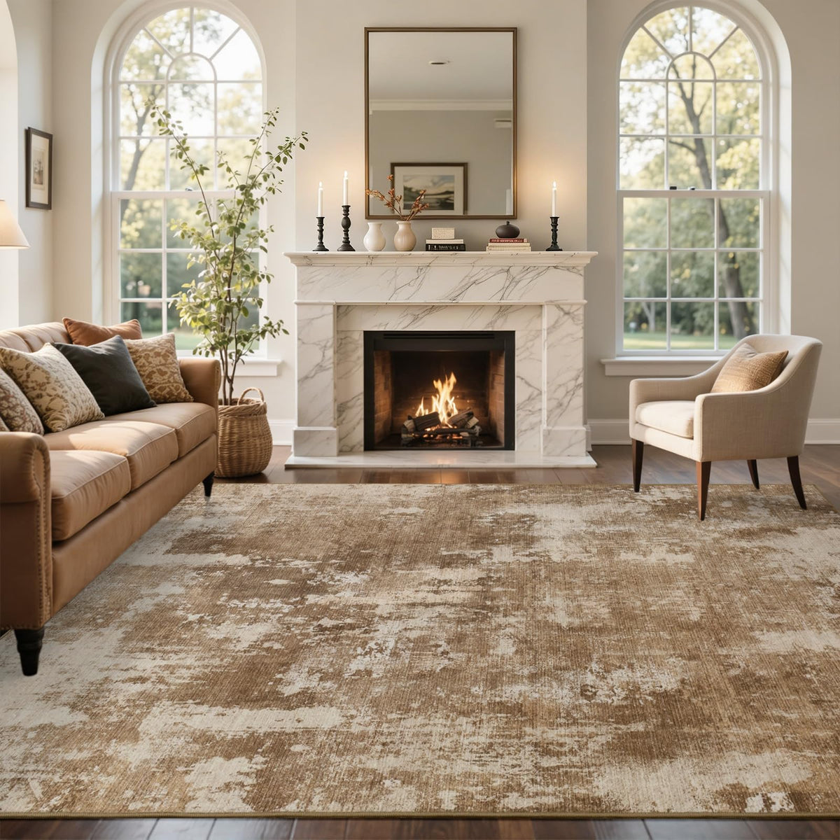 6x9 Ft Abstract Washable Area Rugs for Living Room Blue