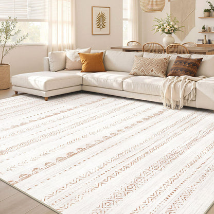 Nakagishi Boho 5x7 Area Rug Living Room Rugs Machine Washable Beige/Brown