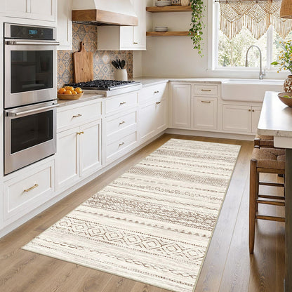 Nakagishi Boho 5x7 Area Rug Living Room Rugs Machine Washable Beige/Brown
