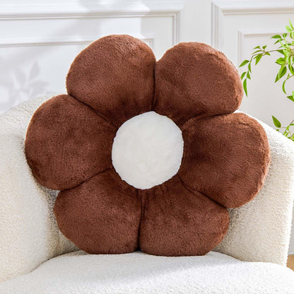 Kcvvcr Pink Flower Pillow, Cute Decorative Flower Shaped Throw Pillow with Faux Rabbit Fur, 14.9" Soft Flower Plush Throw Pillow Floor Pillows Room Décor for Bedroom Living Room