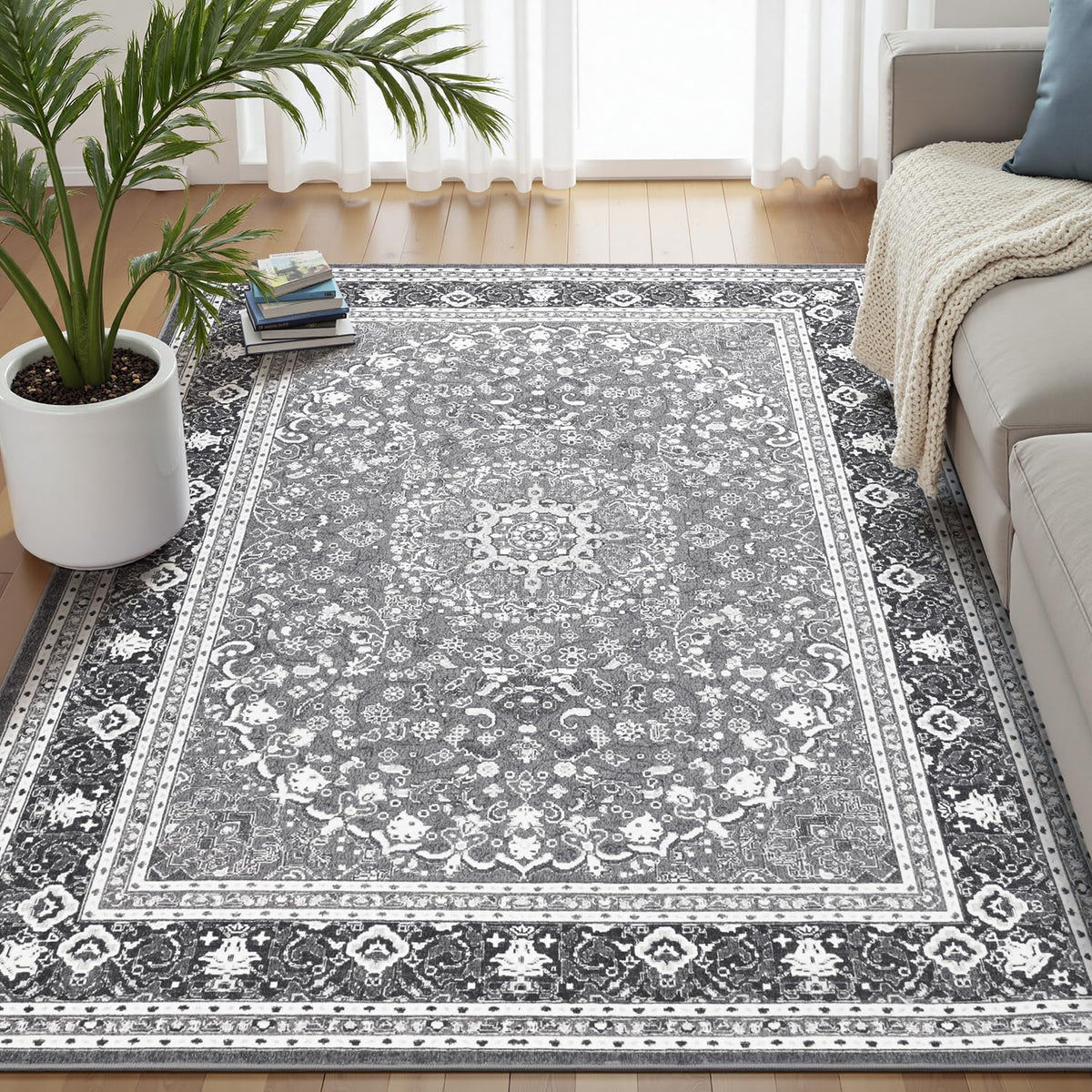 8x10 Area Rugs for Living Room Green Washable Non-Slip Large Carpet