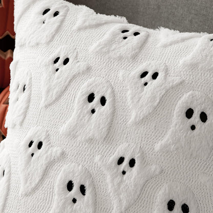 MIULEE White Halloween Pillow Covers Cute Ghost Decor Set of 2 18x18