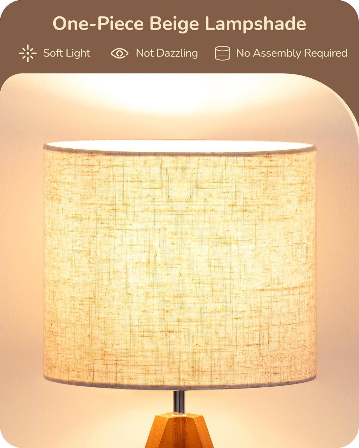 EDISHINE Tripod Table Lamp, Small Cute Bedside Lamp, 14.2 Inch, E26 Base