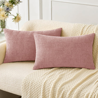 MIULEE Soft Chenille Fall Throw Pillow Covers Burnt Orange 18x18 Pack of 2