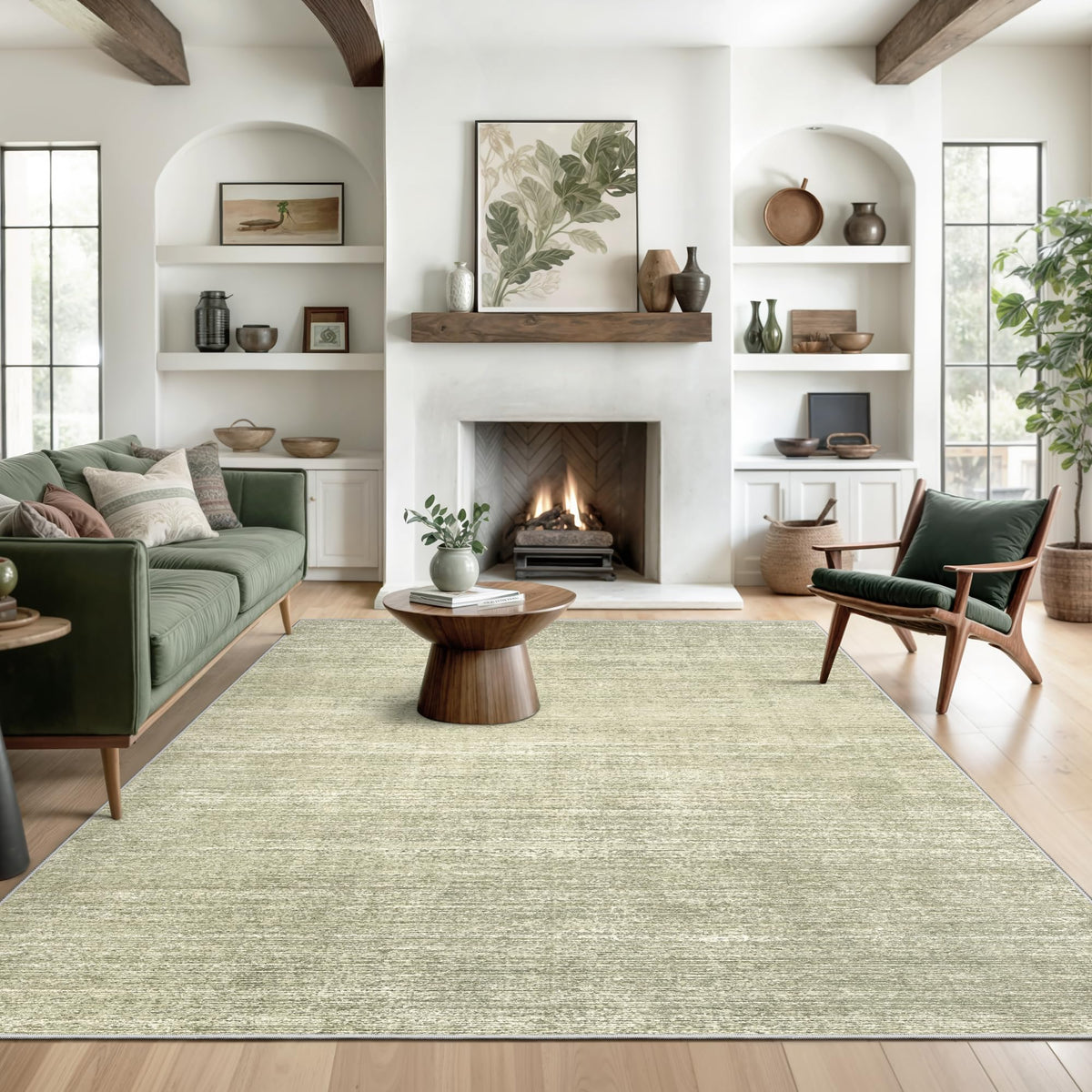 Valenrug Washable Rugs 5x7, Non Slip Large Area Rugs for Living Room, Beige