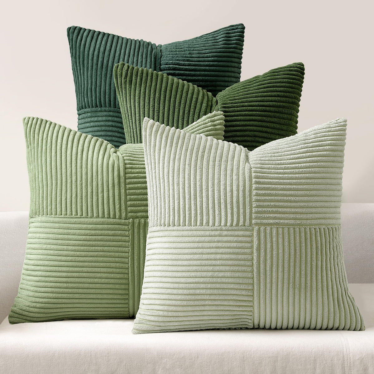 MIULEE Fall Teal Orange Decorative Throw Pillow Covers 18x18 Inch Set of 4 Boho Corduroy Striped Cushion Cases Modern Farmhouse Patchwork Pillow Cases for Couch Sofa Bedroom Home Decor