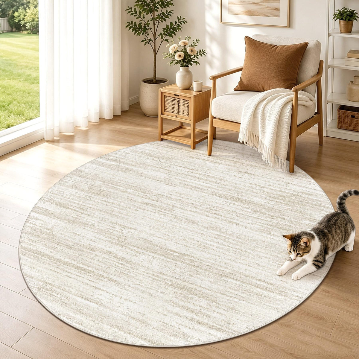 Area Rug 8x10 Living Room Rugs: Washable Modern Rug Large Non-Slip Soft Rugs Stain Resistant Printed Rug Indoor Carpet for Bedroom Kitchen Dining Room Nursery Playroom Home(Beige, 8'x10')