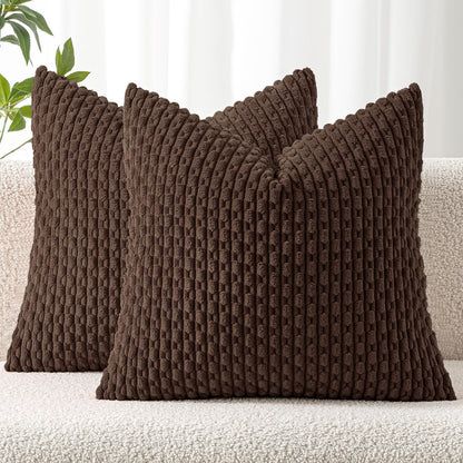 MIULEE Decorative Throw Pillow Covers 18x18 Sage Green Textured Corduroy
