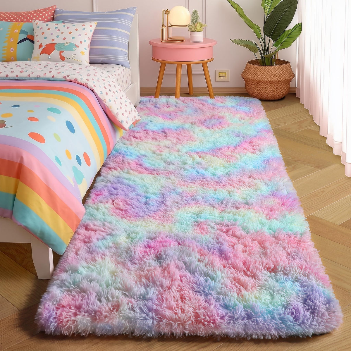 Amdrebio Grass Green Fluffy Area Rug 4x6 for Bedroom Classroom Living Room