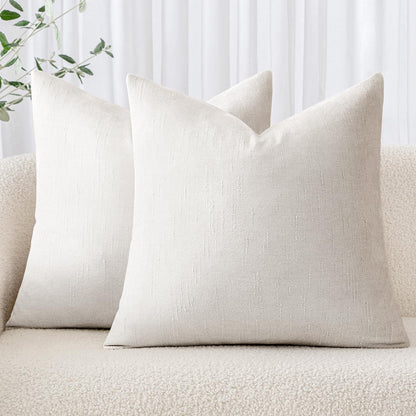 MIULEE Textured Chenille Throw Pillow Covers 20x20 Inch Taupe Grey