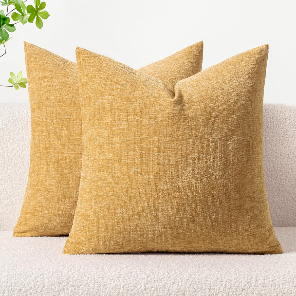 MIULEE Soft Chenille Fall Throw Pillow Covers Burnt Orange 18x18 Pack of 2