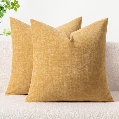 MIULEE Soft Chenille Fall Throw Pillow Covers Burnt Orange 18x18 Pack of 2