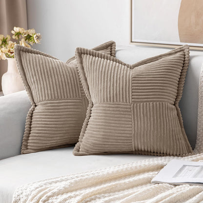 MIULEE Decorative Throw Pillow Covers for Couch 18x18 Inch Beige 2 Pack