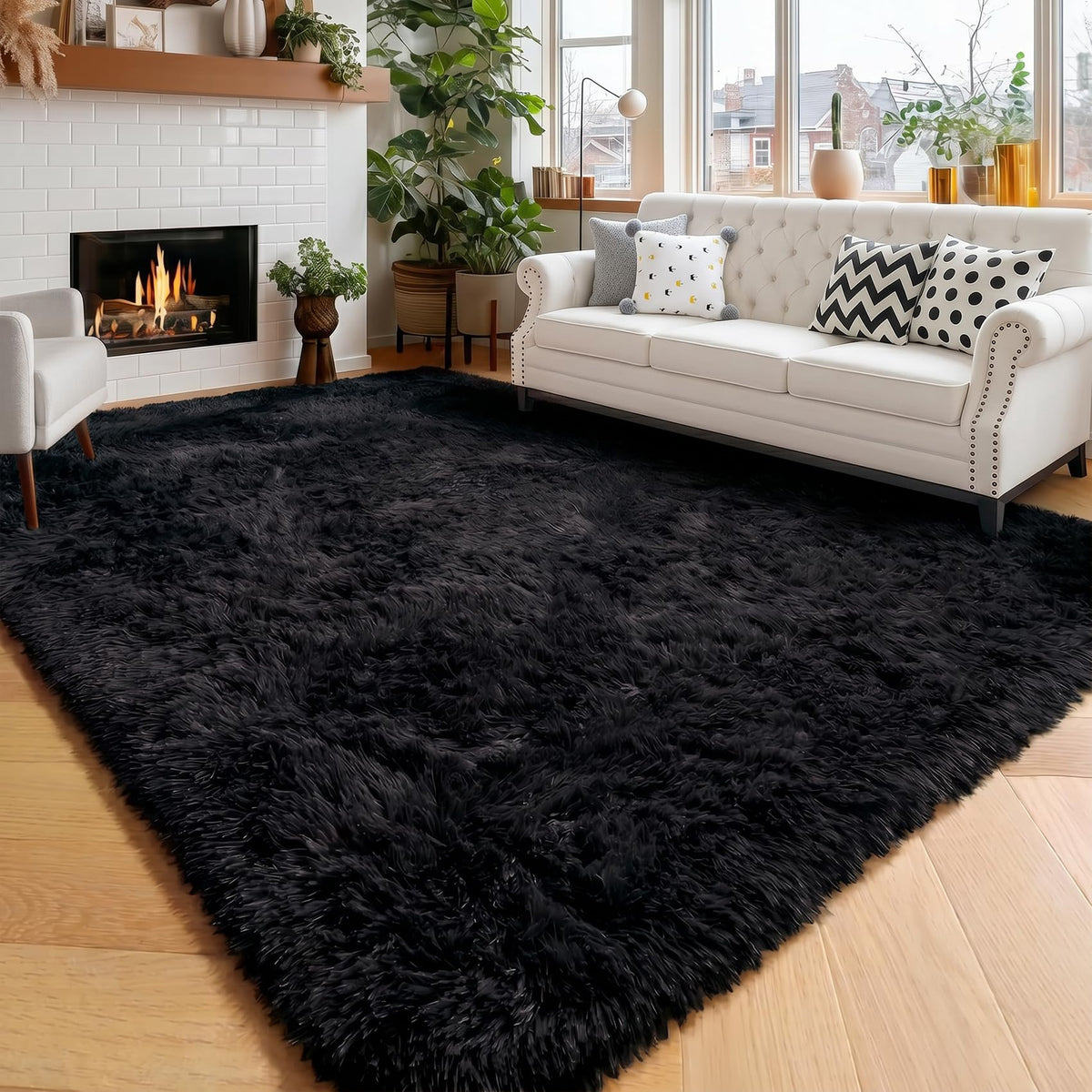Amdrebio Grass Green Fluffy Area Rug 4x6 for Bedroom Classroom Living Room