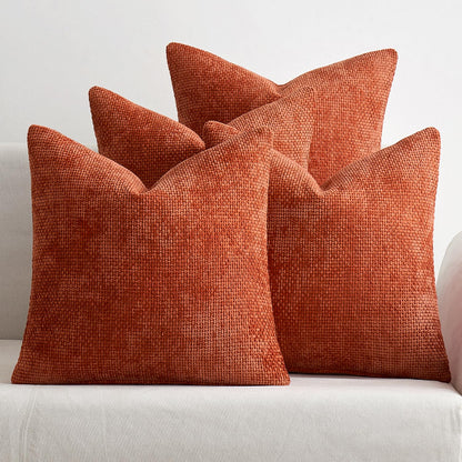 MIULEE Soft Decorative Chenille Pillow Covers Blue Series 18x18 Pack of 4
